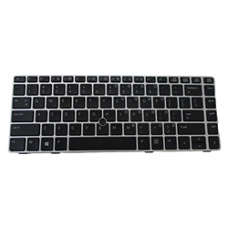 Keyboard w/ Pointer for HP Elitebook 8460P 8470P Laptops - Silver Frame