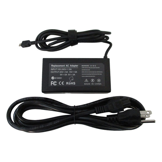 100W USB-C Laptop Replacement Ac Adapter Charger w/ Power Cord