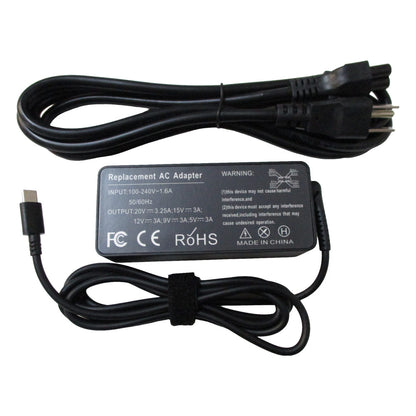 65W USB-C Laptop Replacement Ac Adapter Charger w/ Power Cord