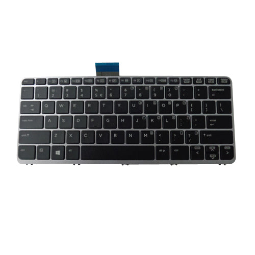Backlit Keyboard w/ Silver Frame for HP Elitebook Folio 1020 G1 Laptop