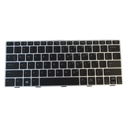 Silver Backlit Keyboard for HP EliteBook 810 G1 810 G2 Laptops - No Pointer